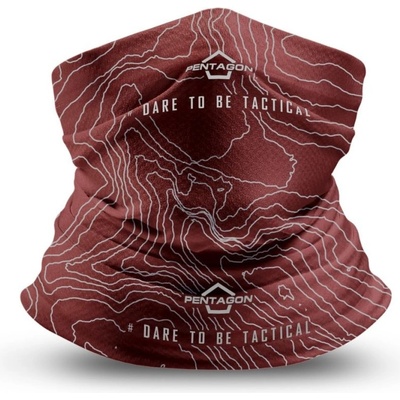 Multifunkčná šatka Pentagon Skiron Topographic Map Neck Gaiter Maroon Red