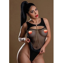 Daring Wetlook Highwaist Bodysuit with Chain, dámske priehľadné body