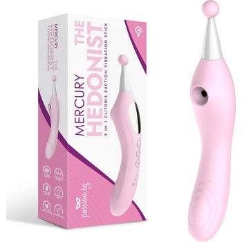 Вибратор с два края и клитор стимулатор, 20см. - Mercury The Hedonist (PASSION14)