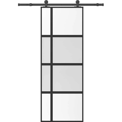 vidaXL Плъзгаща се врата с обков 76x205 см Закалено стъкло&Алуминий (3333031)