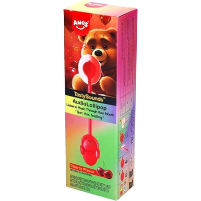 Amos Tasty Sounds hudební lízátko „Get This Feeling“ s příchutí třešně 12 g –