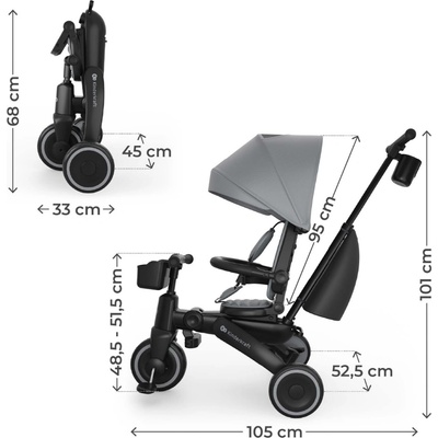 KinderKraft JAZZ 3 сгъваема триколка СИВА (KRJAZZ03GRY0000)