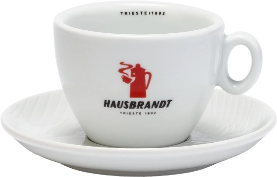 Hausbrandt чаша за капучино с чинийка червено лого 185 мл