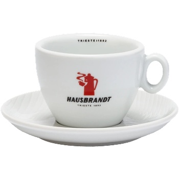 Hausbrandt чаша за капучино с чинийка червено лого 185 мл