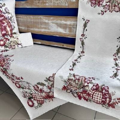 Tegatex Gobelínový ubrus chenille károvaná dýně 100x100 cm