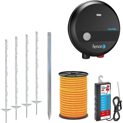 fencee Set elektrického ohradníku pro koně, poníky, psy, zajíce - síťový zdroj - páska 250 m
