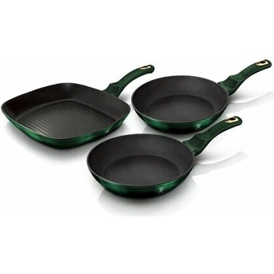 BerlingerHaus BH-6167F 3-dielna sada panvíc z kolekcie Emerald, smaragdovo zelená