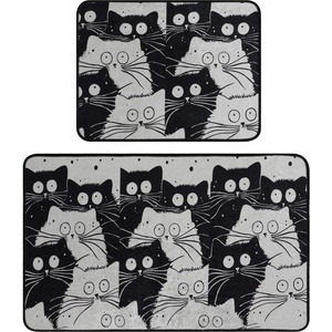 Foutastic Черни/сиви килими за баня в комплект 2 бр. 60x100 cm White Cats - Foutastic (359CHL2378)