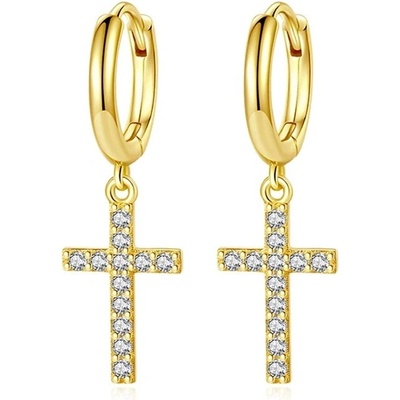 Grace Silver Jewellery stříbrné náušnice zlatý Kříž E-A-64-09(1)/208 zlatá