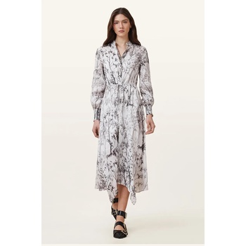 AllSaints Ленена рокля AllSaints SKYLAR MAXI в бяло среднодълга със стандартна кройка W047DC (W047DC)