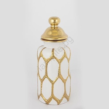 Eurolamp Керамичен буркан 31x12, 5 см златист/бял (EU0508)