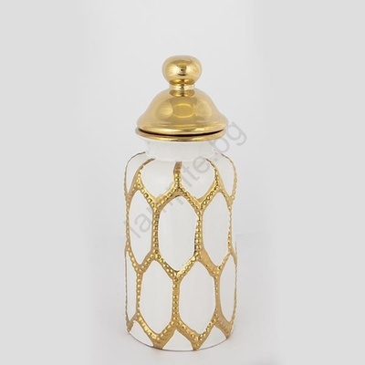 Eurolamp Керамичен буркан 31x12, 5 см златист/бял (EU0508)