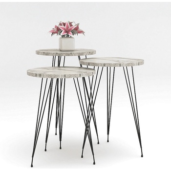 Комплект 3 маси Nisa бял мрамор