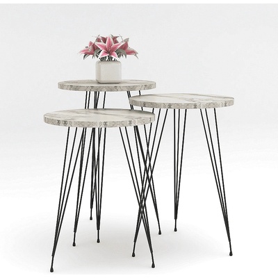 Комплект 3 маси Nisa бял мрамор