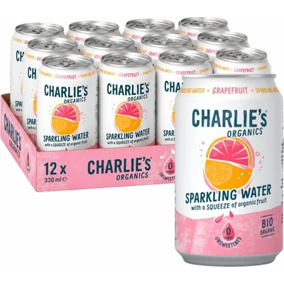 Charlie's Organics sycená pitná voda s grepovou šťávou 12 x 330 ml