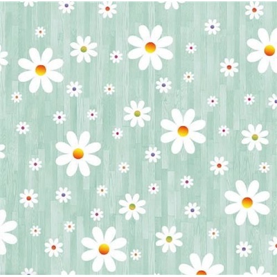 Obrus PVC 105D, metráž, 20 m x 140 cm, margaréty na zelenom podklade, IMPOL TRADE