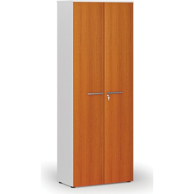 Primo Kancelárska skriňa s dverami WHITE, 2128 x 800 x 420 mm, biela/čerešňa