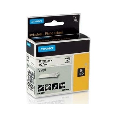 DYMO Originální páska D1 18444 / S0718600 12mm x 5,5m černý tisk/bílý podklad (S0718600)