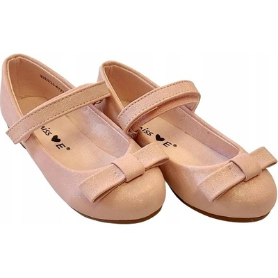 Miss balerínky saténové lesklé mašle suchý zip růžové