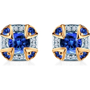 SAVICKI Обеци Rosavine: двуцветно злато, сини сапфири, диаманти
