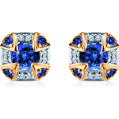 SAVICKI Обеци Rosavine: двуцветно злато, сини сапфири, диаманти