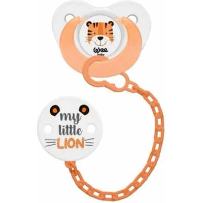 Wee Baby Комплект залъгалка и верижка Wee Baby - 0-6 месеца, оранжеви (371)
