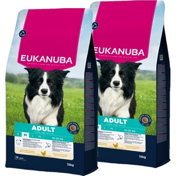 EUKANUBA Активни възрастни кучета от средни породи с пилешко месо 2x15кг