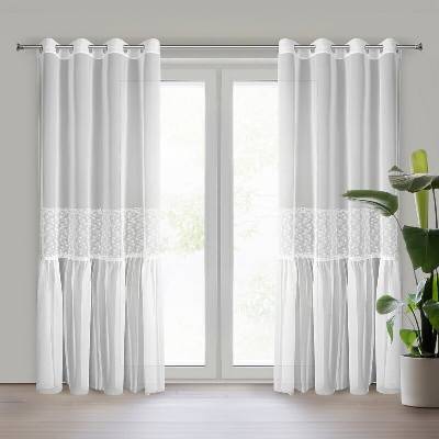 Takoy Záclona LAURI zdobená aplikací ozdobných vyšívaných květin s lesklou nití-HF-456567 | 140 x 250 cm