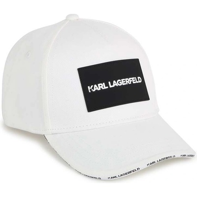 Karl Lagerfeld Детска памучна шапка с козирка Karl Lagerfeld в бежово с апликация (Z30146.)