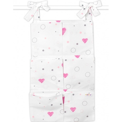 Baby Nellys vreckár na postieľku 6 vreciek I love Girl ružový/biely