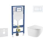 Geberit Duofix - Комплект за стенен монтаж, тоалетна Oudee и седалка с меко затваряне, бутон Sigma20, бяла/бяла мат SANI11CA31134 (SANI11CA31134)