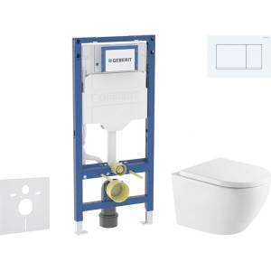 Geberit Duofix - Комплект за стенен монтаж, тоалетна Oudee и седалка с меко затваряне, бутон Sigma20, бяла/бяла мат SANI11CA31134 (SANI11CA31134)