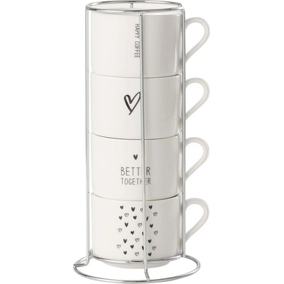 J-line Комплект чаши със стойка J-Line Mugs Love (4 броя) (28385)