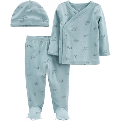 Carter's Set 3dielny tričko dl. rukáv polodupačky čiapka Blue Dino chlapec LBB