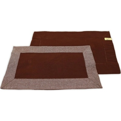 Home Elements Prostírání s obrubou čokoládová + režná z recyklované bavlny 30x50 cm