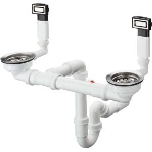 Hansgrohe - Комплект сифон и преливник за двойна мивка, неръждаема стомана 43922800 (43922800)