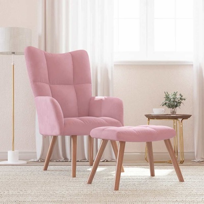 vidaXL 328088 relaxační se stoličkou růžové samet – Zboží Mobilmania