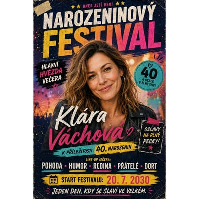 Bezvadary.cz | Narozeninový festivalový plakát s vlastní fotografií - A5 (21x15cm) rp9