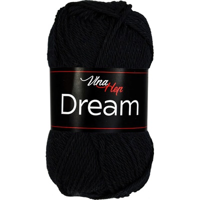 Vlna Hep pletací příze DREAM 6001 černá, 100% merino vlna, jednobarevná, 50g/125m