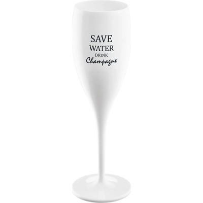Koziol Cheers No. 1 Save Water Drink Champagne Super Glass s potiskem sklenice na šampaňské sklenice na šampaňské sklenice na pití sklo bavlna bílá 3436525 100 ml