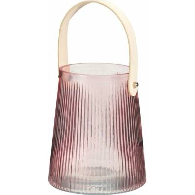 Koopman Skleněná lucerna s uchem na svíčku 13 × 15,5 cm, červená