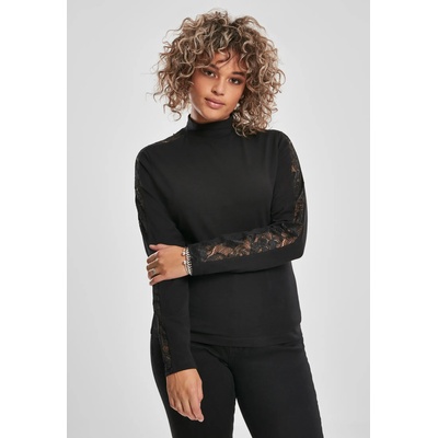 Urban Classics Дамска блуза в черно Urban Classics Ladies Lace Striped LS UB-TB3214-00007 - Черен, размер 3XL