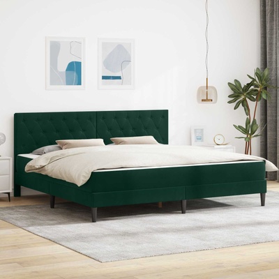 vidaXL Рамка за легло с матрак Тъмен зелен 180 x 200 cm Кадифе (3415068)