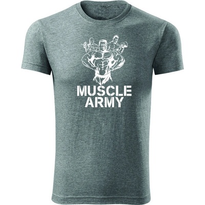 Dragowa fitness tričko muscle army team sivé