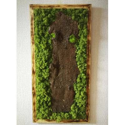 Mechový obraz s přírodní kůrou 162 cm x 62 cm