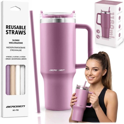 Berdsen termohrnek se slámkou 1180 ml fialový