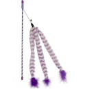 Duvo+ tyč na hranie s premenlivými semišovými chvostíkmi a pierkami 44 x 8 x 3,5 cm