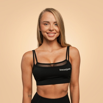 GymBeam BeastPink Спортен сутиен Breeze Black S
