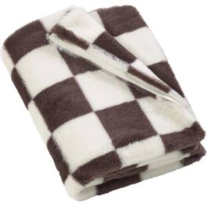 Catherine Lansfield Бяло/тъмнокафяво одеяло 130x170 cm Cosy Soft Checkerboard - Catherine Lansfield (DS/61989/W/130170/CHO)