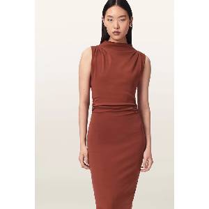 AllSaints рокля по тялото от памук с еластан KATARINA (W041DF)